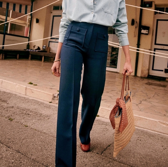 Sezane Dan Trousers in Indigo size 44 NWT - Picture 13 of 13